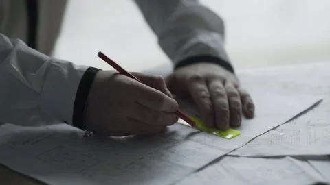 The engineer draws a drawing Stock Footage 159881488