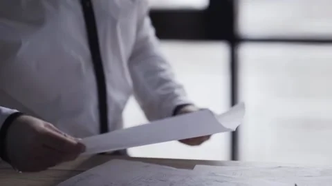 The engineer draws a drawing Stock Footage 159881492