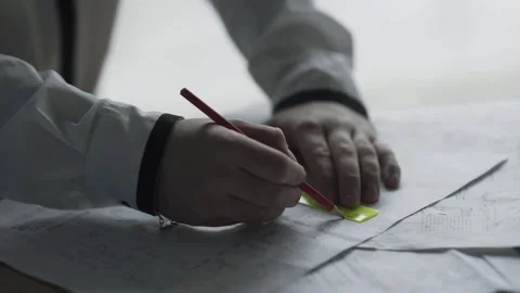 The engineer draws drawings Stock Footage 159881502