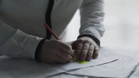 The engineer draws drawings Stock Footage 159881503