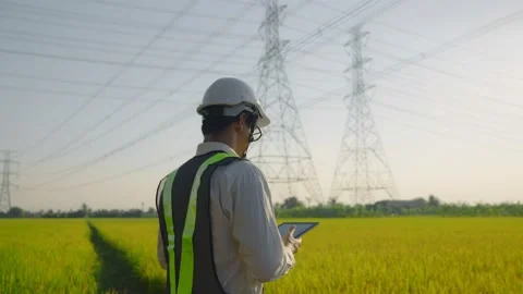 Engineer Electric working outside Stock Footage 148342514