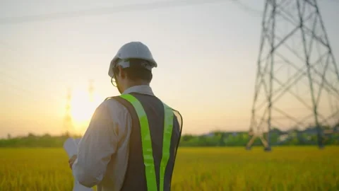 Engineer Electric working outside Stock Footage 148344913