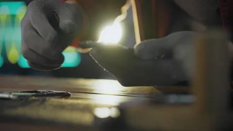 Engineer. An electronics technician uses professional skills to disassemble Stock Footage 278246103