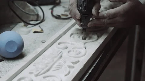 Engineer engraver polish blank of marble 스톡 동영상 68074920