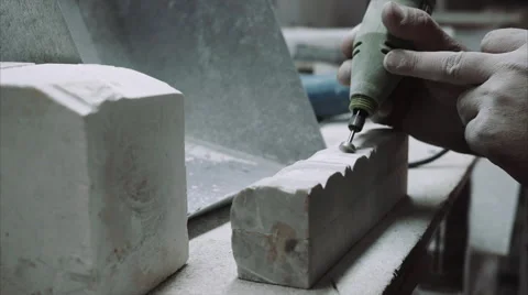 Engineer engraver working on a marble stone 스톡 동영상 68075288
