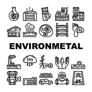 Engineer environmental technology icons set vector Stock Illustration