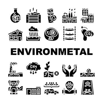 Engineer environmental technology icons set vector Stock Illustration