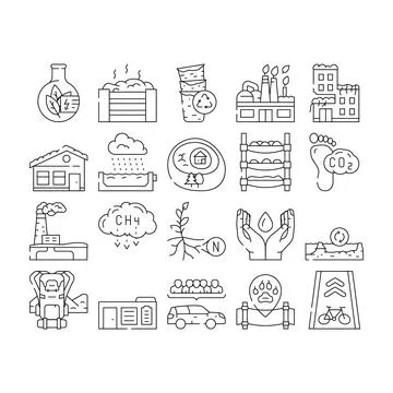 Engineer environmental technology icons set vector Stock Illustration
