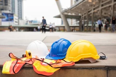 Engineer equipments at construction site Stock Photos