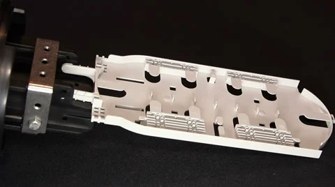 Engineer establishes optical coupling tray Stock Footage 65389805