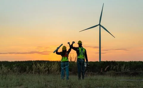 Engineer farming Windmill Stock Photos