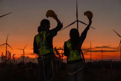 Engineer farming Windmill Stock Photos