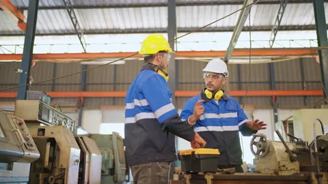 Engineer finish work and go out factory Stock Footage 184516043