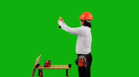 Engineer Finishes his work. Green Screen Stock Footage 10828178