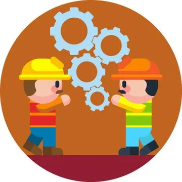 Engineer fixing machinery isolated vector illustration Stock Illustration