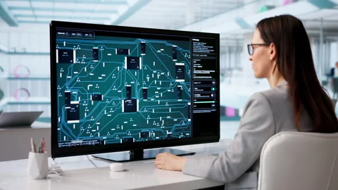 Engineer Focused On Collaborative PCB Design Stock Footage 330587061