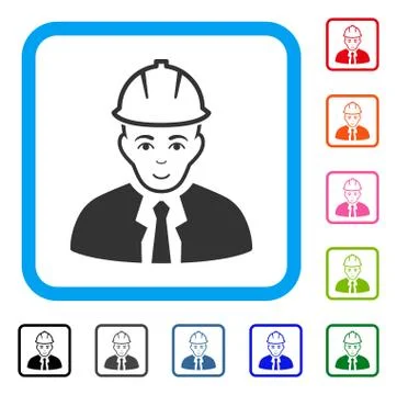 Engineer Framed Happy Icon Stock Illustration