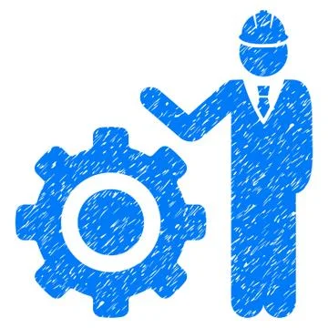 Engineer With Gear Grainy Texture Icon 스톡 일러스트