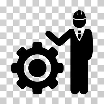 Engineer With Gear Vector Icon Illustrazione stock
