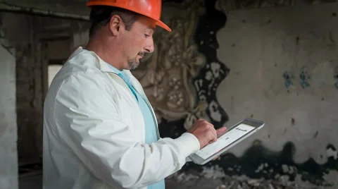 The engineer is getting acquainted with the economic calculations 1 Stock Footage 31134982