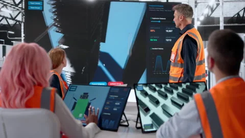 Engineer Giving Presentation On Data Center Infrastructure Stock Footage 332497780