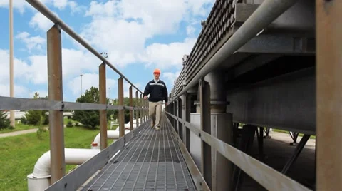 Engineer Goes Corridor Video stock 8659481