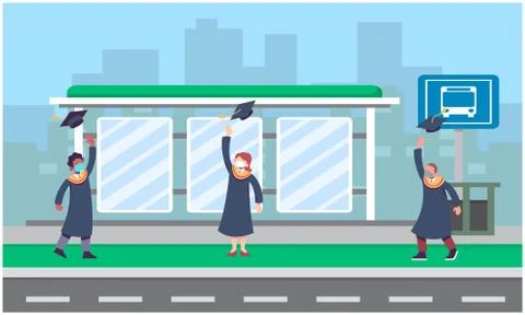 Engineer graduates are playing on the road Stock-Illustration