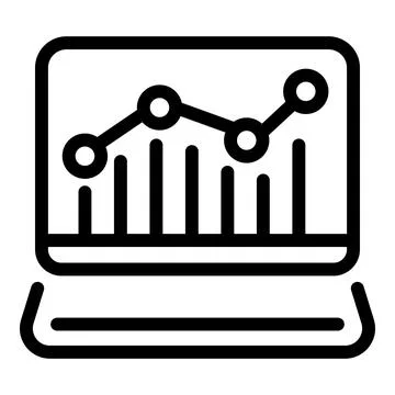 Engineer graph laptop icon, outline style Stock Illustration