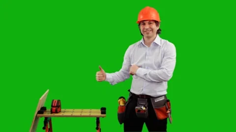 Engineer. Green screen. Stock Footage 10828175