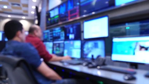 Engineer group looking to work in the electrical control room  Stock Footage 123055328