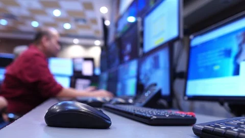 Engineer group looking to work in the electrical control room  Stock Footage 123055430