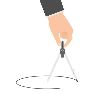 Engineer Hand Drawing Circle with Drafting Compass Vector Illustration Stock Illustration