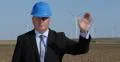 Engineer Hand Salute Gesture Welcome Greetings Wind Turbine Power Plant Field US 4k or 4k+ Resolution