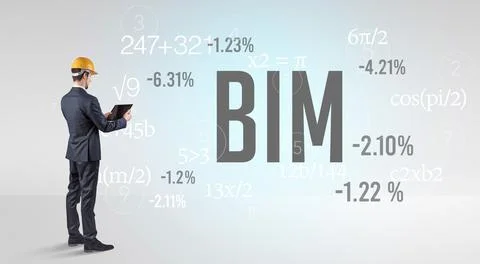 Engineer in hard hat with abbreviation Stock Photos