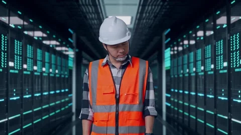 Engineer Having A Headache While Working in Data Center Stock Footage 321990831