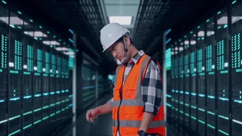 Engineer Having A Headache While Working in Data Center Stock Footage 321991271