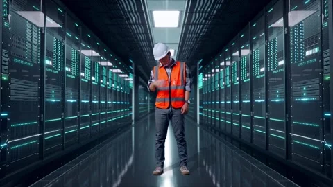 Engineer Having A Headache While Working in Data Center Stock Footage 321992840