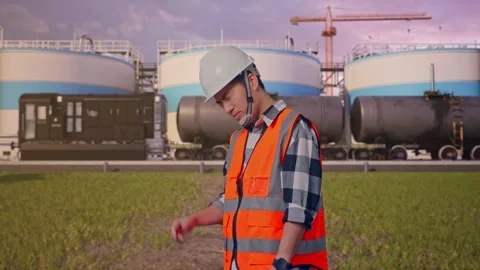 Engineer Having A Headache While Working at Oil Refinery Stock Footage 340140434