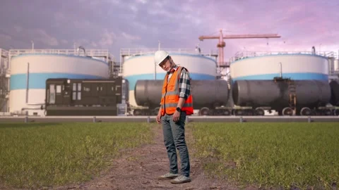 Engineer Having A Headache While Working at Oil Refinery Stock Footage 340142651