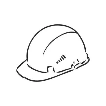 Engineer helmet hand drawn outline doodle icon. Hard hat vector sketch illust Stock Illustration
