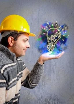 Engineer with a helmet on his head 写真素材