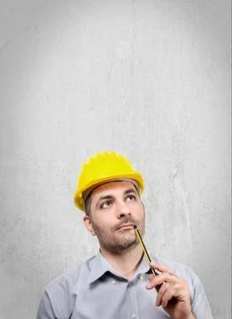Engineer with a helmet on his head 写真素材