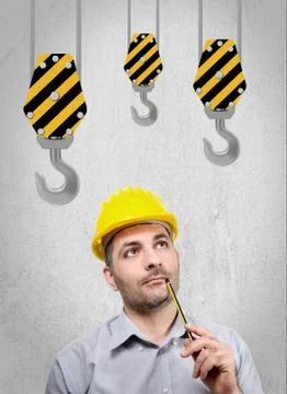 Engineer with a helmet on his head Foto stock