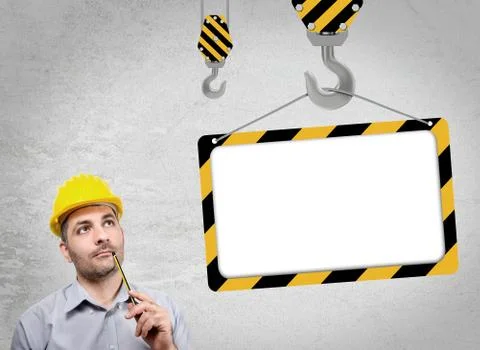 Engineer with a helmet on his head Stock Photos