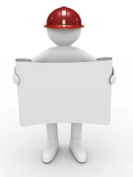 Engineer in helmet on white background. Isolated 3D image Stock Illustration
