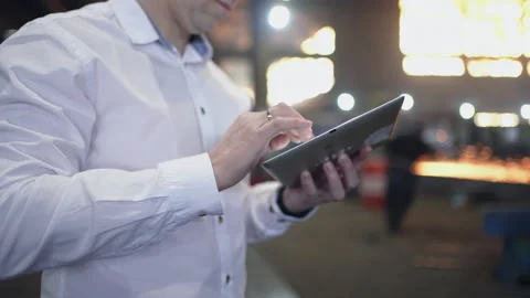 Engineer In Helmets With Tablet Device Stock Footage 237559061