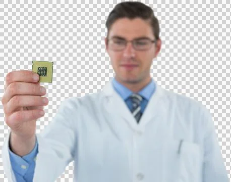 Engineer holding computer chip Stock-Fotos