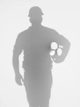 Engineer holding plans, silhouette Stock-Illustration