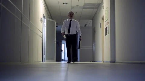 Engineer Hurries to the Meeting Stock Footage 62370647