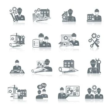 Engineer icon black Stock Illustration